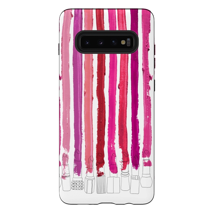 Galaxy S10 plus StrongFit Lipstick Stripes by Notsniw