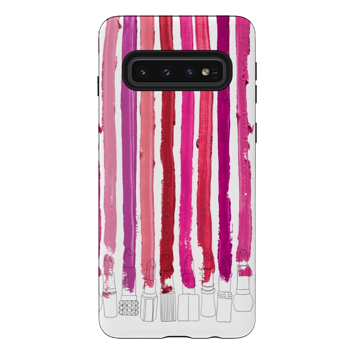 Galaxy S10 StrongFit Lipstick Stripes by Notsniw