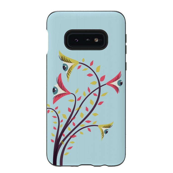 Galaxy S10e StrongFit Weird Colorful Watching Eyes Flowers by Boriana Giormova