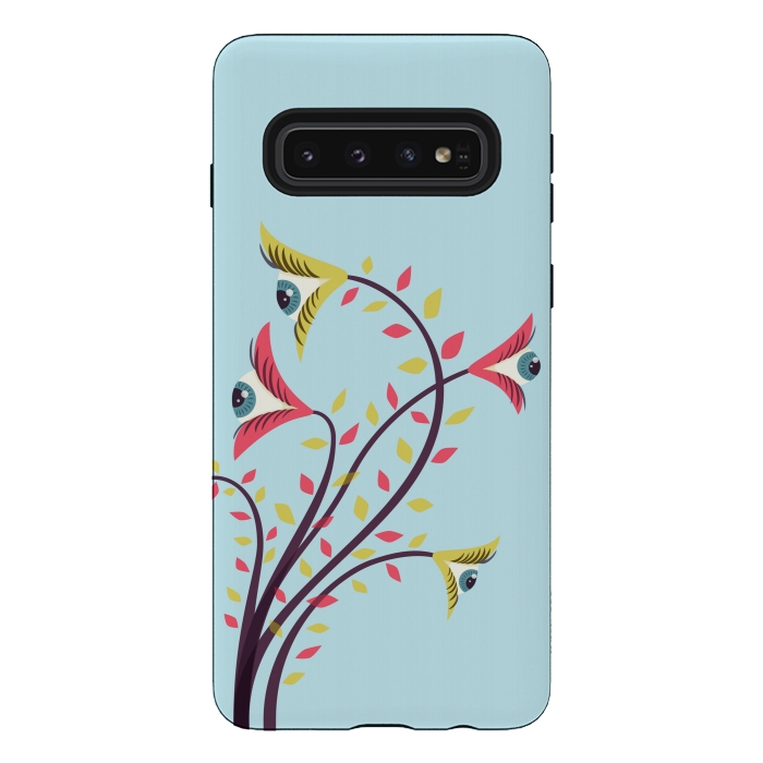 Galaxy S10 StrongFit Weird Colorful Watching Eyes Flowers by Boriana Giormova