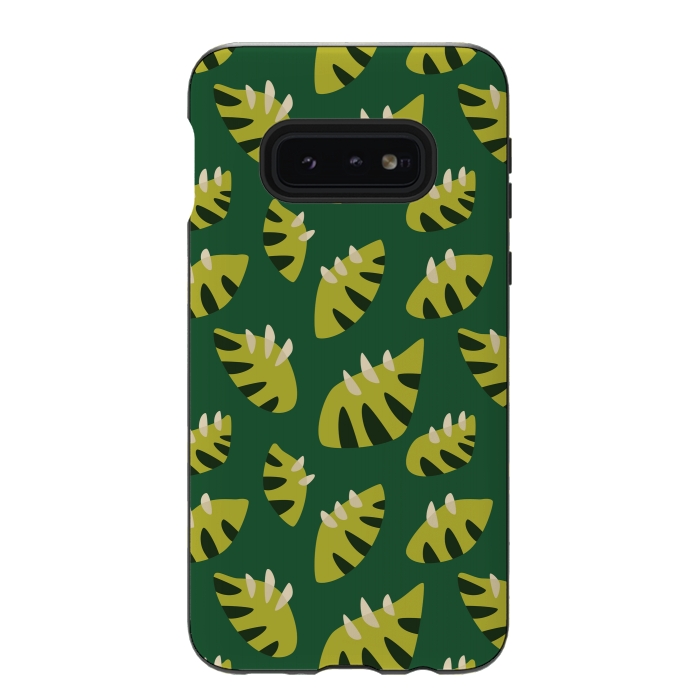Galaxy S10e StrongFit Clawed Abstract Green Leaf Pattern by Boriana Giormova