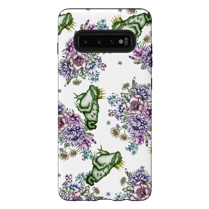 Galaxy S10 plus StrongFit Frog Prince Floral Pattern by ECMazur 