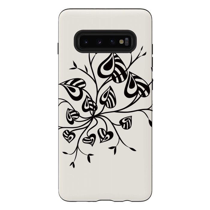 Galaxy S10 plus StrongFit Abstract Black And White Floral With Pointy Leaves by Boriana Giormova