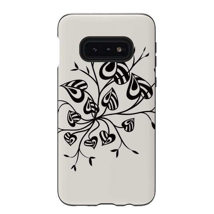 Galaxy S10e StrongFit Abstract Black And White Floral With Pointy Leaves by Boriana Giormova