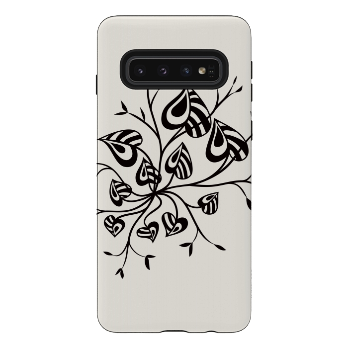 Galaxy S10 StrongFit Abstract Black And White Floral With Pointy Leaves by Boriana Giormova