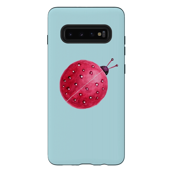 Galaxy S10 plus StrongFit Pretty Spherical Abstract Watercolor Ladybug by Boriana Giormova