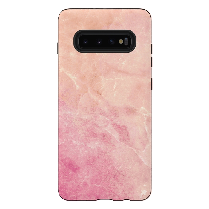 Galaxy S10 plus StrongFit Peach pink marble by Oana 