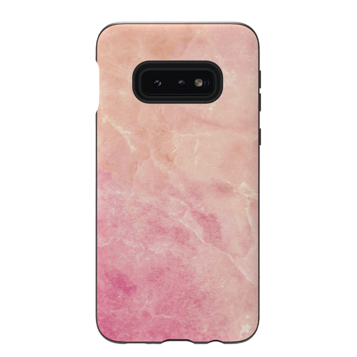 Galaxy S10e StrongFit Peach pink marble by Oana 