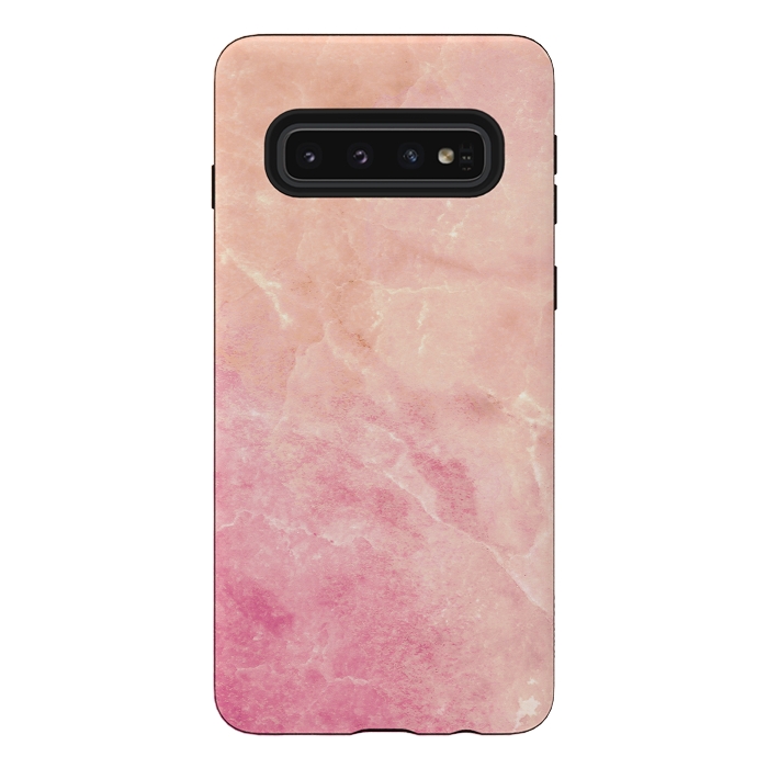 Galaxy S10 StrongFit Peach pink marble by Oana 