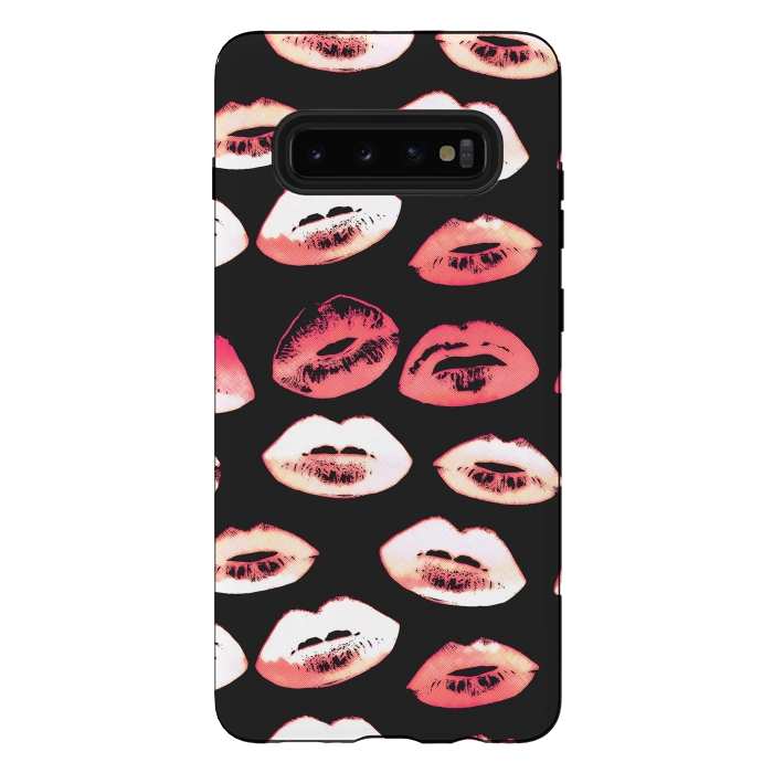 Galaxy S10 plus StrongFit Red pink lipstick kisses by Oana 