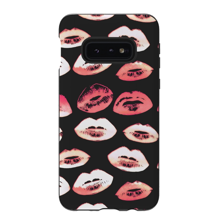 Galaxy S10e StrongFit Red pink lipstick kisses by Oana 