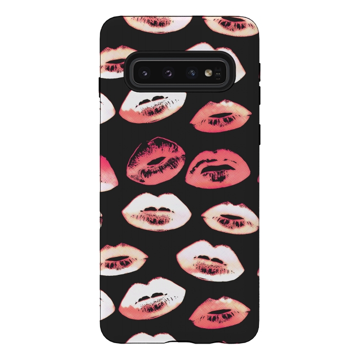 Galaxy S10 StrongFit Red pink lipstick kisses by Oana 