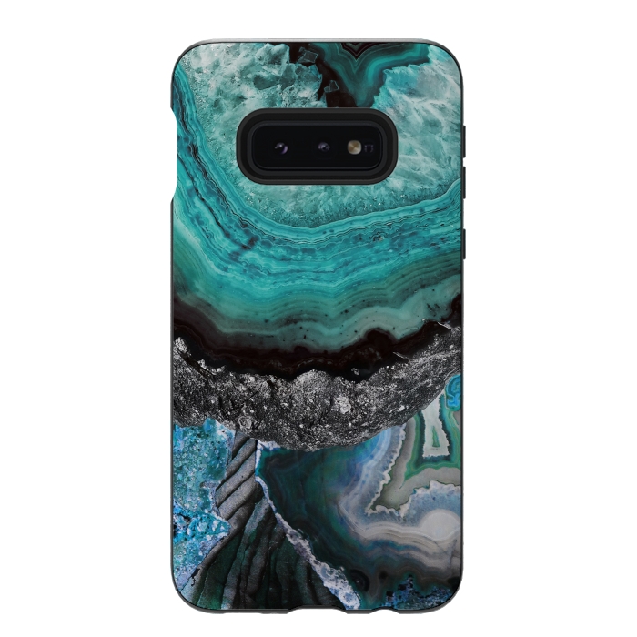 Galaxy S10e StrongFit Blue turquoise agate marble close up by Oana 