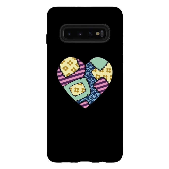 Galaxy S10 plus StrongFit Patchwork heart by Laura Nagel