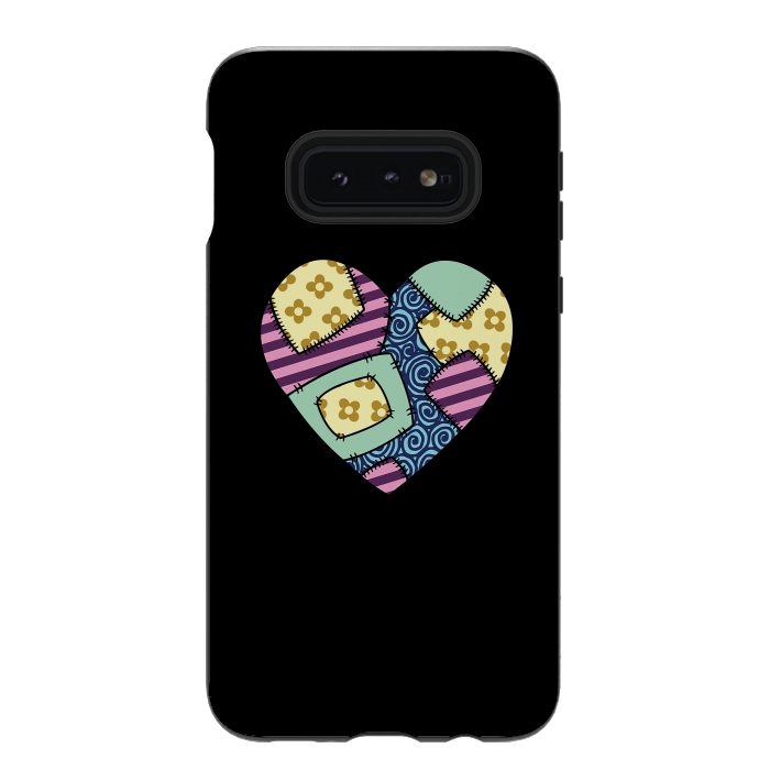 Galaxy S10e StrongFit Patchwork heart by Laura Nagel