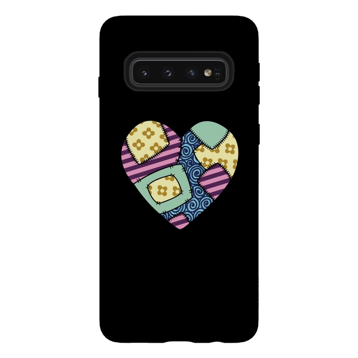 Galaxy S10 StrongFit Patchwork heart by Laura Nagel