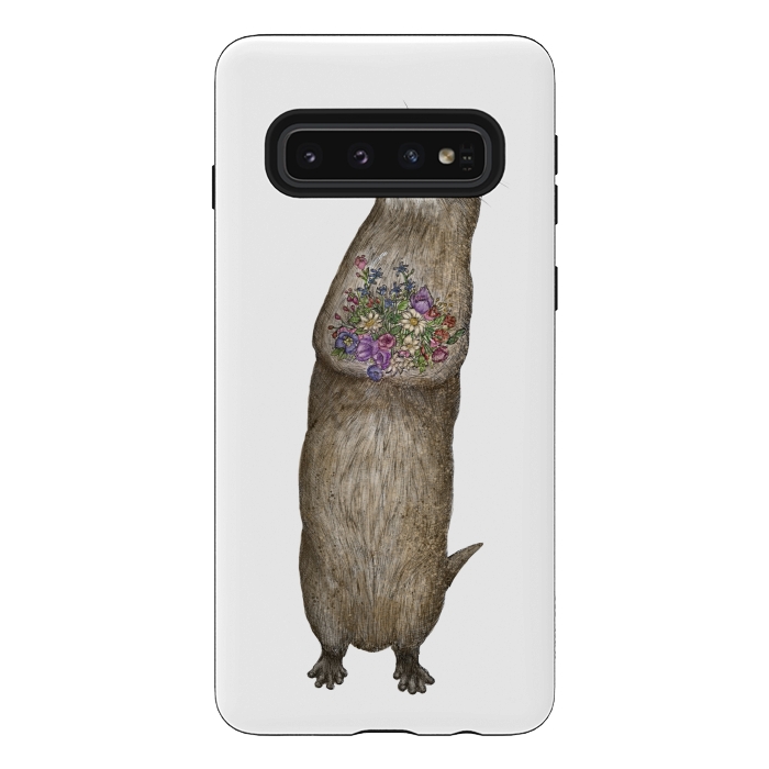 Galaxy S10 StrongFit Otter and Flowers by ECMazur 