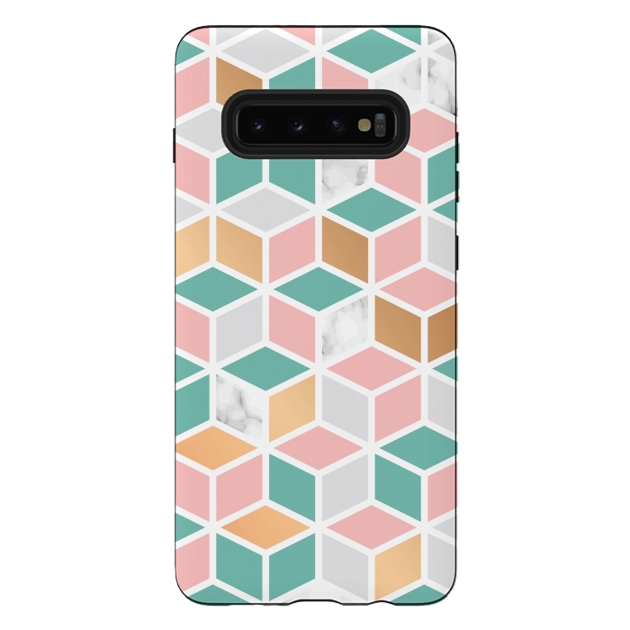 Galaxy S10 plus StrongFit Marble Cube Geometry 050 by Jelena Obradovic