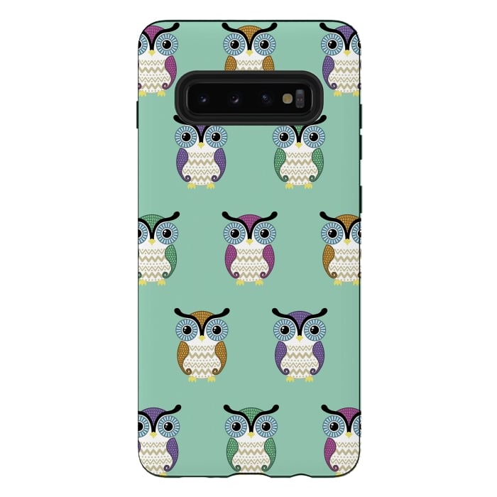 Galaxy S10 plus StrongFit owl pattern by Laura Nagel