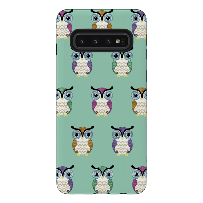 Galaxy S10 StrongFit owl pattern by Laura Nagel