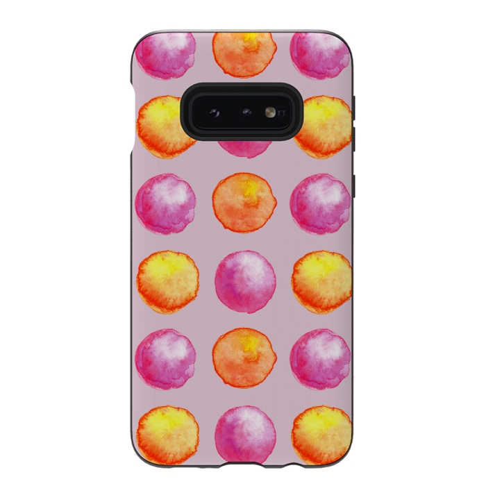 Galaxy S10e StrongFit Juicy Watercolor Pink And Orange Spheres Pattern by Boriana Giormova