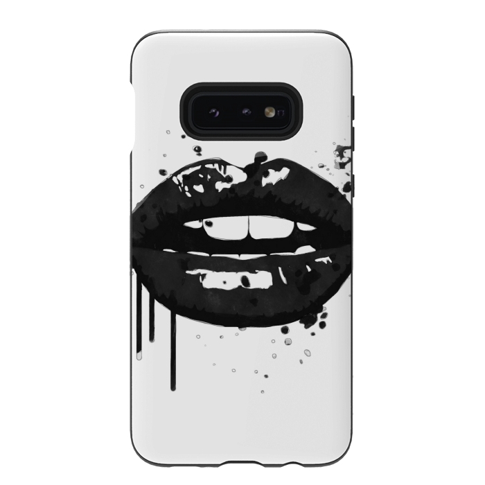 Galaxy S10e StrongFit Black Lips Fashion Illustration by Alemi