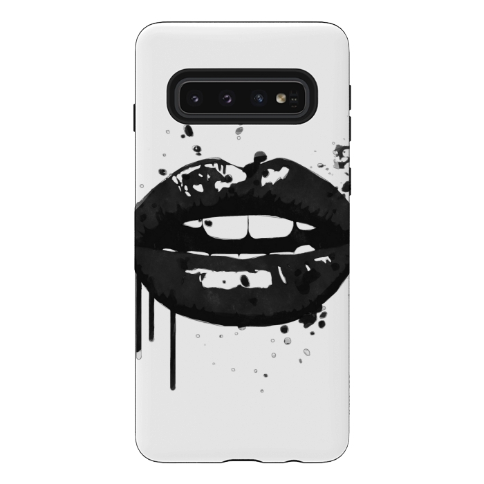 Galaxy S10 StrongFit Black Lips Fashion Illustration by Alemi