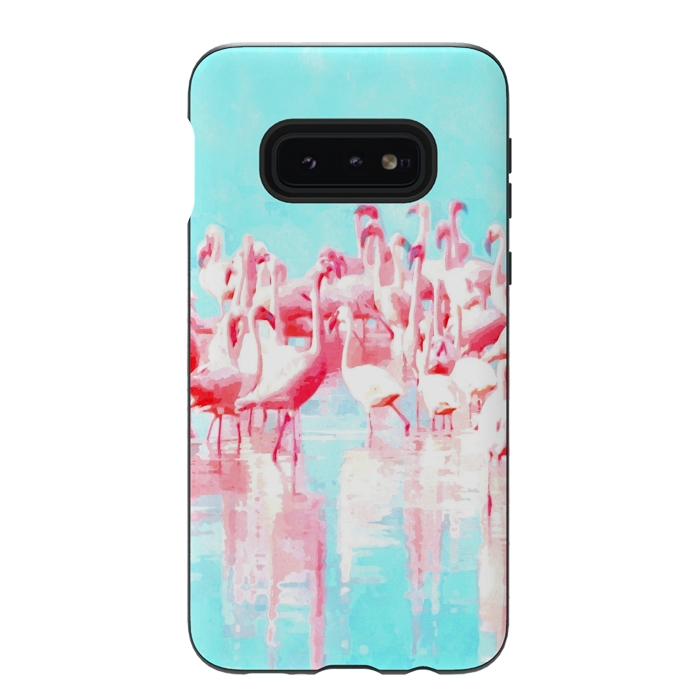Galaxy S10e StrongFit Flamingos Tropical Illustration by Alemi