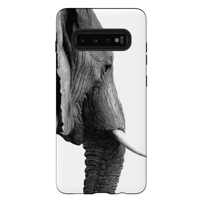 Galaxy S10 plus StrongFit Black and White Elephant Profile by Alemi