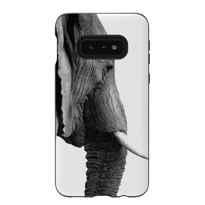 Galaxy S10e StrongFit Black and White Elephant Profile by Alemi