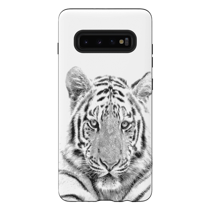 Galaxy S10 plus StrongFit Black and White Tiger by Alemi