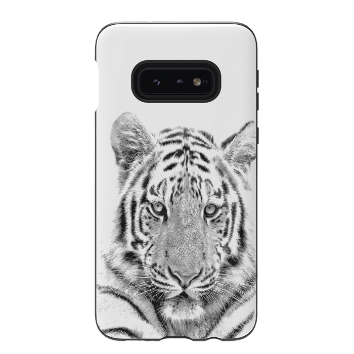Galaxy S10e StrongFit Black and White Tiger by Alemi