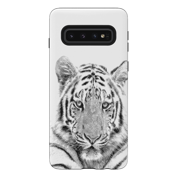 Galaxy S10 StrongFit Black and White Tiger by Alemi
