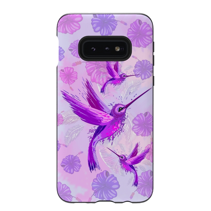 Galaxy S10e StrongFit Hummingbird Spirit Purple Watercolor  by BluedarkArt