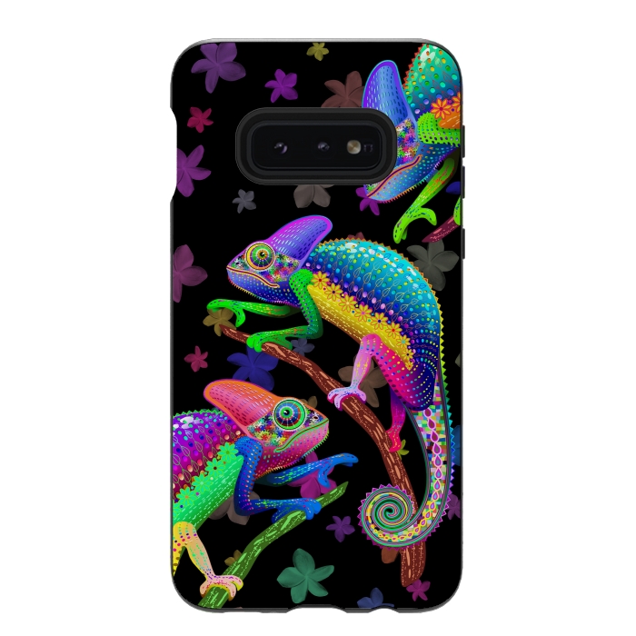 Galaxy S10e StrongFit Chameleon Fantasy Rainbow Colors by BluedarkArt