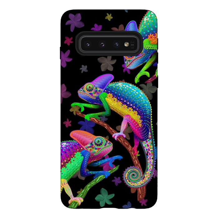 Galaxy S10 StrongFit Chameleon Fantasy Rainbow Colors by BluedarkArt
