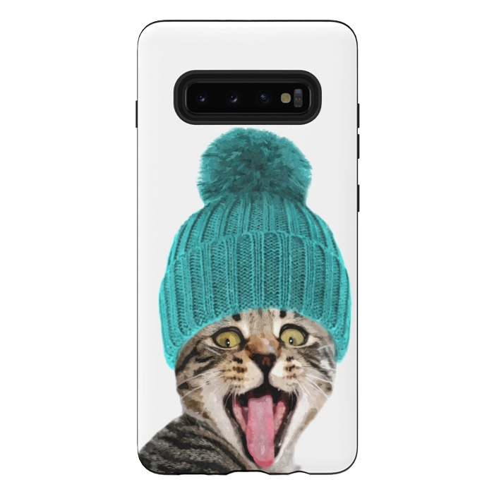 Galaxy S10 plus StrongFit Cat with Hat Portrait by Alemi
