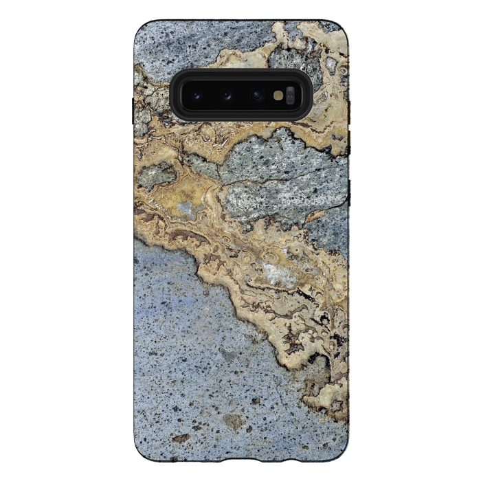 Galaxy S10 plus StrongFit Blue and Gold Marble by Alemi