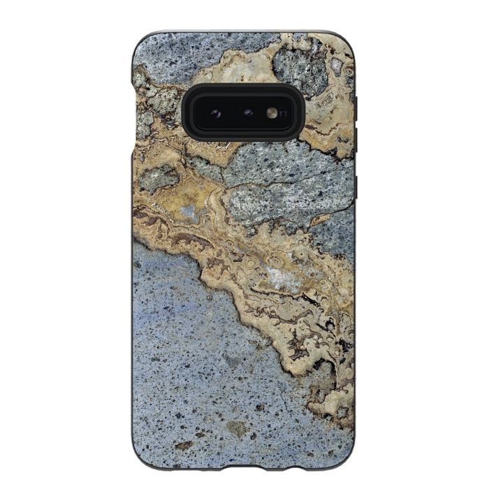 Galaxy S10e StrongFit Blue and Gold Marble by Alemi