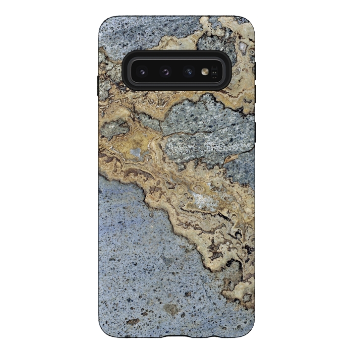 Galaxy S10 StrongFit Blue and Gold Marble by Alemi