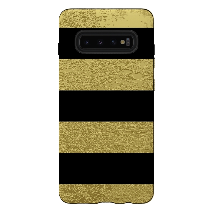 Galaxy S10 plus StrongFit Black and Gold Stripes by Alemi