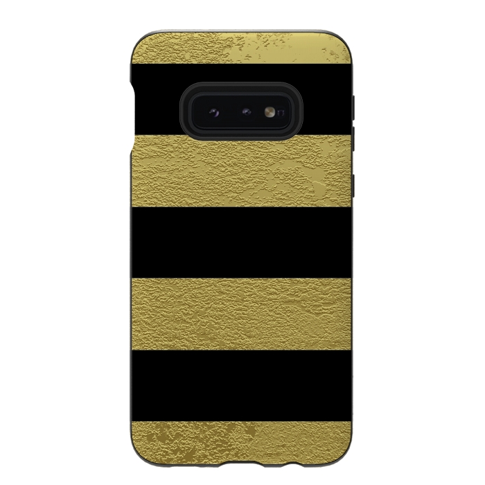 Galaxy S10e StrongFit Black and Gold Stripes by Alemi