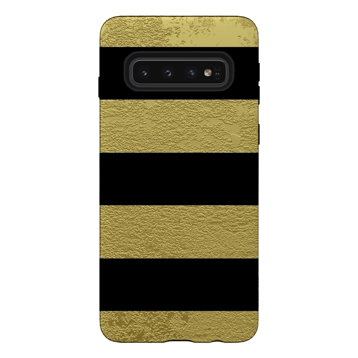 Galaxy S10 StrongFit Black and Gold Stripes by Alemi