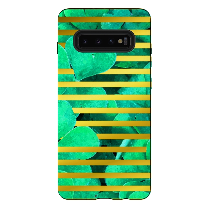 Galaxy S10 plus StrongFit Clover and Gold Stripes Geometric Illustration by Alemi