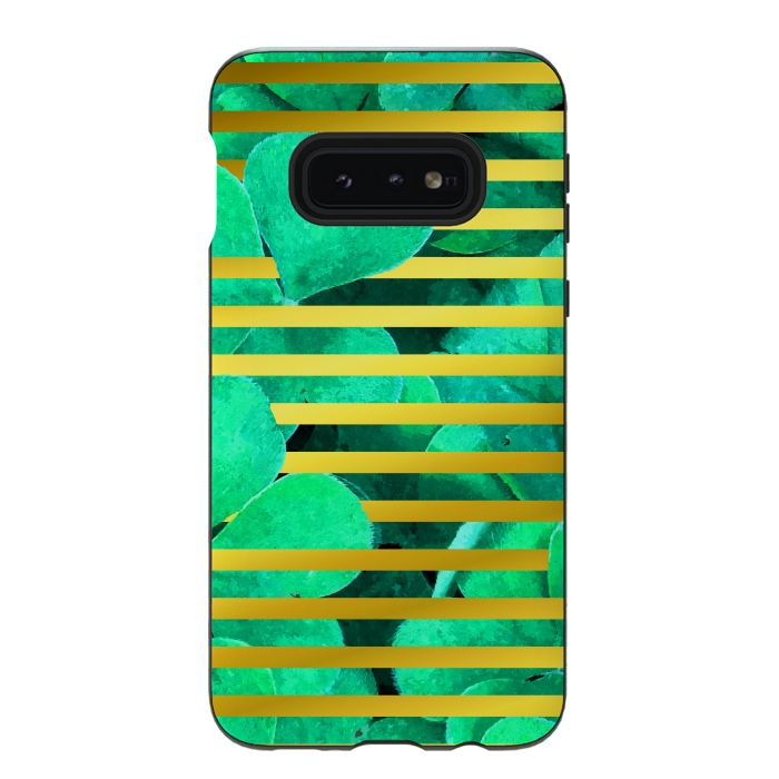 Galaxy S10e StrongFit Clover and Gold Stripes Geometric Illustration by Alemi