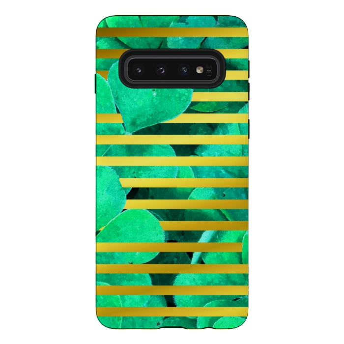 Galaxy S10 StrongFit Clover and Gold Stripes Geometric Illustration by Alemi