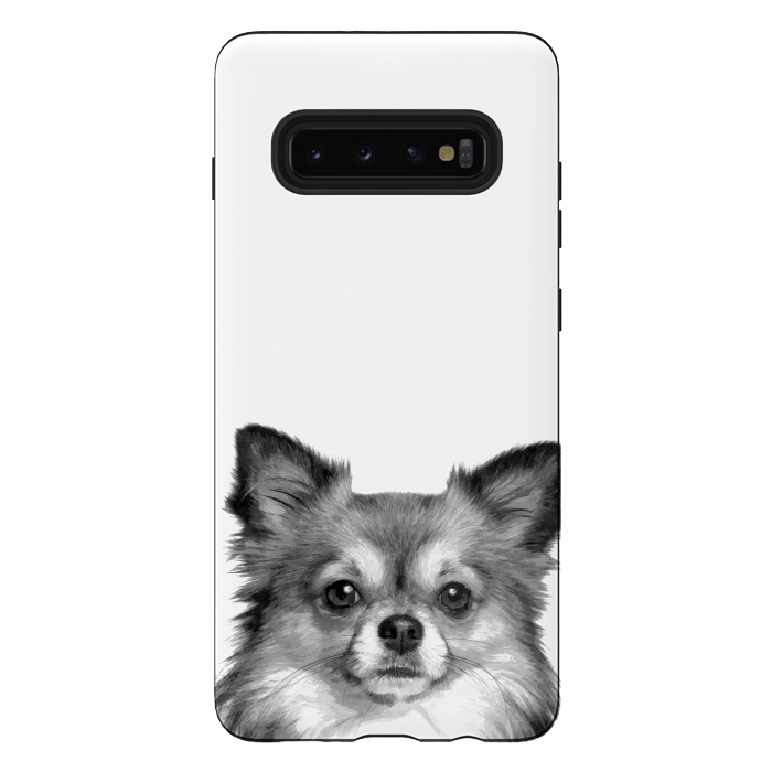 Galaxy S10 plus StrongFit Black and White Chihuahua Portrait by Alemi