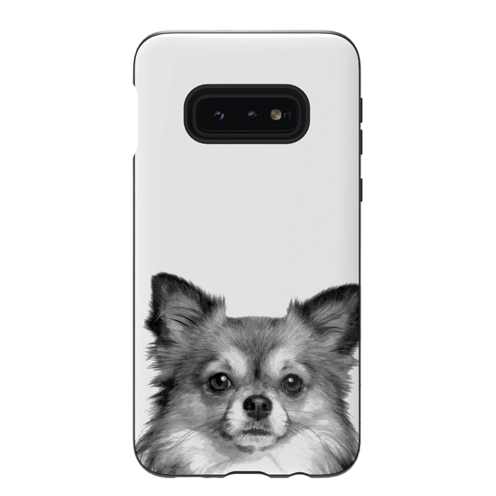 Galaxy S10e StrongFit Black and White Chihuahua Portrait by Alemi
