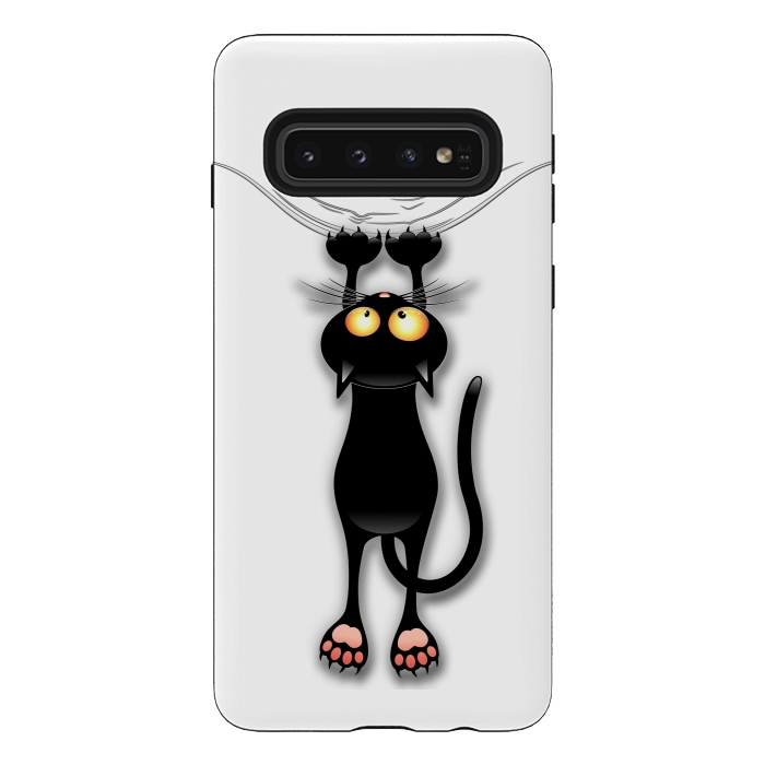 Galaxy S10 StrongFit Fun and Naughty Cat Falling Down  by BluedarkArt