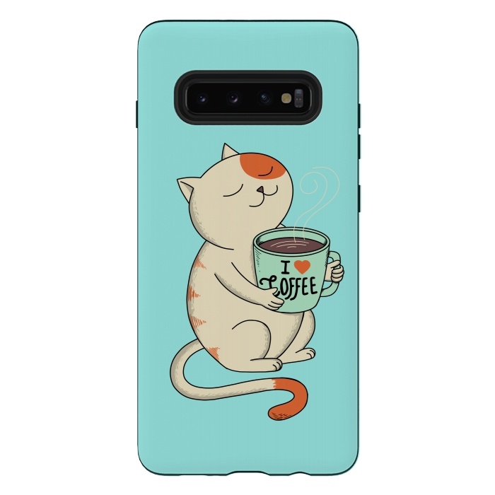 Galaxy S10 plus StrongFit Cat and Coffee by Coffee Man